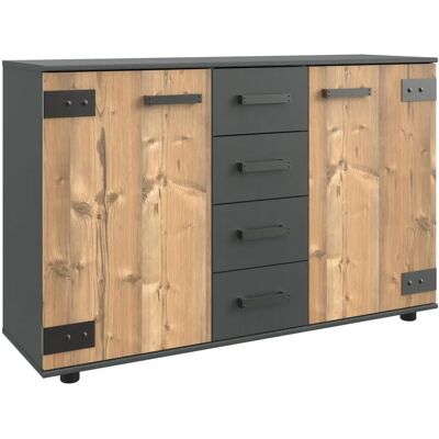 WIMEX Stockholm Sideboard - 130x83x41cm - Grau & Silver FIR Oberfläche WIMEX Stockholm Sideboard - 130x83x41cm - Grau & Silver FIR Oberfläche