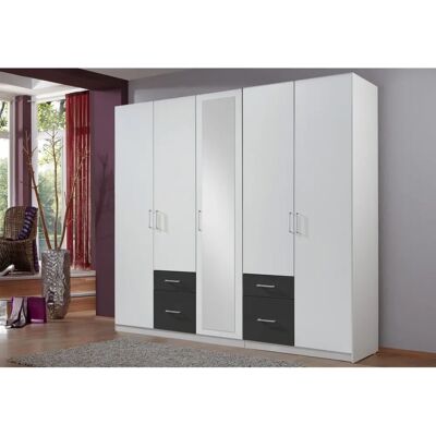 WIMEX Freiburg Kleiderschrank - 225x58x210 cm, 5 Türen, Weiß/Graphit WIMEX Freiburg Kleiderschrank - 225x58x210 cm, 5 Türen, Weiß/Graphit