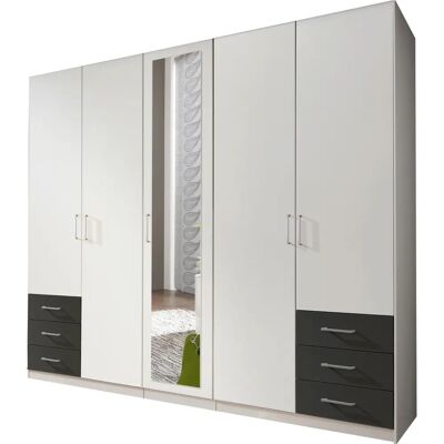 WIMEX Fügen Kleiderschrank - 5-tür, Weiß/Graphit, 225x58x208 cm WIMEX Fügen Kleiderschrank - 5-tür, Weiß/Graphit, 225x58x208 cm