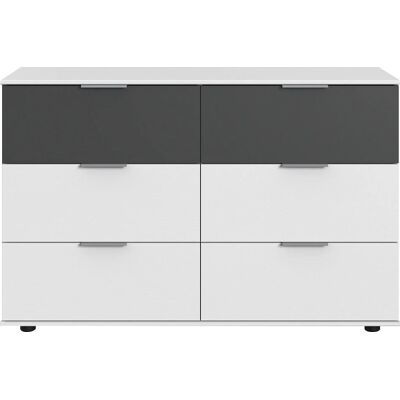 WIMEX Valencia Sideboard - 6 Schubladen, Weiß/Graphit, Made in Germany WIMEX Valencia Sideboard - 6 Schubladen, Weiß/Graphit, Made in Germany
