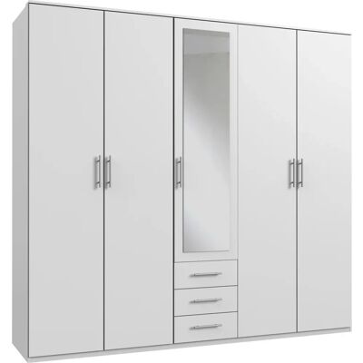 Wimex Ben Kleiderschrank - Weiß, 5-türig, 4 Einlegeböden, 2 Kleiderstangen Wimex Ben Kleiderschrank - Weiß, 5-türig, 4 Einlegeböden, 2 Kleiderstangen