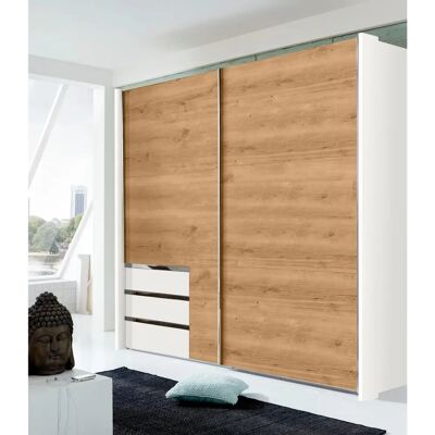 Wimex Level Kleiderschrank - weiß/plankeneichefarben - moderner Schiebetürenschrank Wimex Level Kleiderschrank - weiß/plankeneichefarben - moderner Schiebetürenschrank
