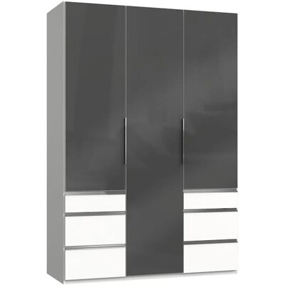 WIMEX Level Weiß/ Grauglas Kleiderschrank - Moderner Schrank mit 3 Türen WIMEX Level Weiß/ Grauglas Kleiderschrank - Moderner Schrank mit 3 Türen