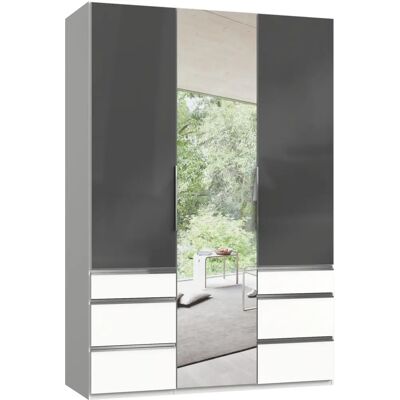 WIMEX Level Kleiderschrank - weiß/grauglas - 3-türig, 216x150x58cm WIMEX Level Kleiderschrank - weiß/grauglas - 3-türig, 216x150x58cm
