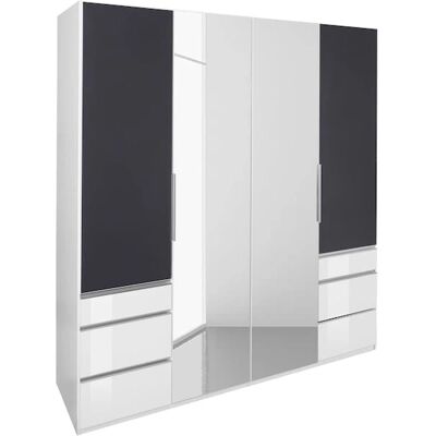 WIMEX Level by fresh to go Kleiderschrank - 4-türig, weiß/grauglas, 200x216x58cm WIMEX Level by fresh to go Kleiderschrank - 4-türig, weiß/grauglas, 200x216x58cm