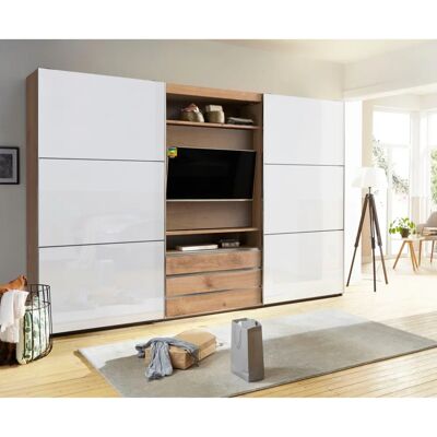 Wimex Magic Kleiderschrank - 300x216x65cm, Braun, Weißglas-Türen Wimex Magic Kleiderschrank - 300x216x65cm, Braun, Weißglas-Türen