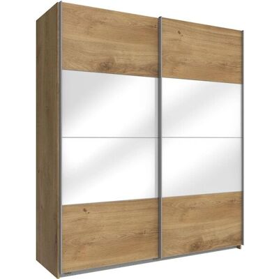 WIMEX Easy Kleiderschrank - 2 Schiebetüren Glas & Holz - 135x210x65 cm WIMEX Easy Kleiderschrank - 2 Schiebetüren Glas & Holz - 135x210x65 cm