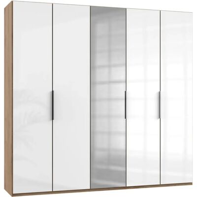 WIMEX Moderner Kleiderschrank mit Glastüren - 250cm x 236cm - Braun & Weißglas WIMEX Moderner Kleiderschrank mit Glastüren - 250cm x 236cm - Braun & Weißglas