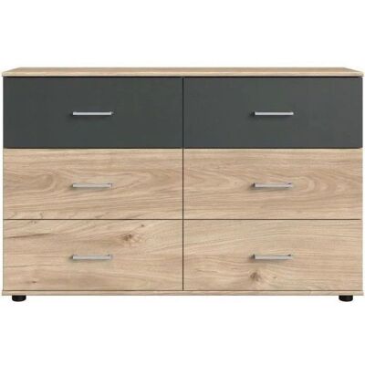Commodes WIMEX RHODES - 6 tiroirs - Hickory et gris - 130x41x83 cm - Publicité Commodes WIMEX RHODES - 6 tiroirs - Hickory et gris - 130x41x83 cm - Publicité