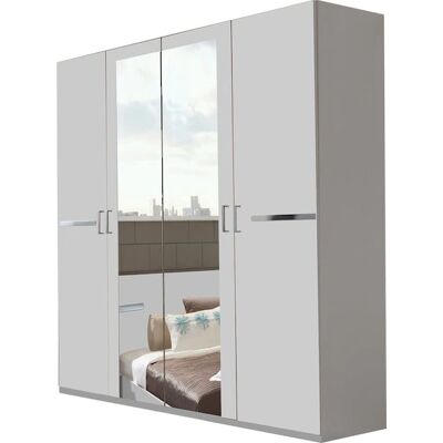 WIMEX Anna Kleiderschrank - 4-türig mit Spiegel, Weiß, Moderner Stauraum WIMEX Anna Kleiderschrank - 4-türig mit Spiegel, Weiß, Moderner Stauraum