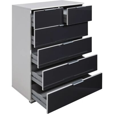 WIMEX Easy Sideboard - 6 Schubladen Weiß/Gravur Glas Kommode WIMEX Easy Sideboard - 6 Schubladen Weiß/Gravur Glas Kommode