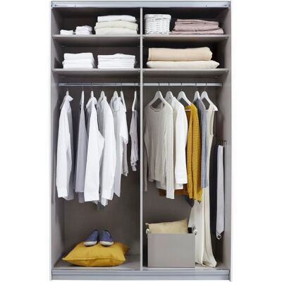 RAUCH Quadra Schwebetürenschrank - Grau Metallic Spiegel Modern Stauraum RAUCH Quadra Schwebetürenschrank - Grau Metallic Spiegel Modern Stauraum