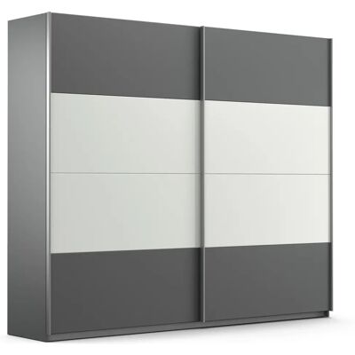 RAUCH Quadra Kleiderschrank - Schiebetüren, 271cm, Grau Metall/Glas RAUCH Quadra Kleiderschrank - Schiebetüren, 271cm, Grau Metall/Glas