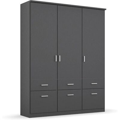 Rauch Bremen Kleiderschrank - 3 Türen, 2 Einlegeböden, 6 Schubladen - Schrank Rauch Bremen Kleiderschrank - 3 Türen, 2 Einlegeböden, 6 Schubladen - Schrank