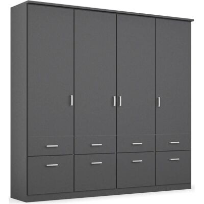 Rauch Bremen Kleiderschrank - Grau Metallic, 4 Türen, 181x58x199cm Rauch Bremen Kleiderschrank - Grau Metallic, 4 Türen, 181x58x199cm
