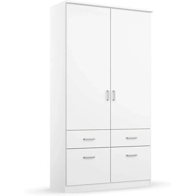 Kleiderschrank Bremen - 2 Türen, Weiß, 91cm Breit Kleiderschrank Bremen - 2 Türen, Weiß, 91cm Breit