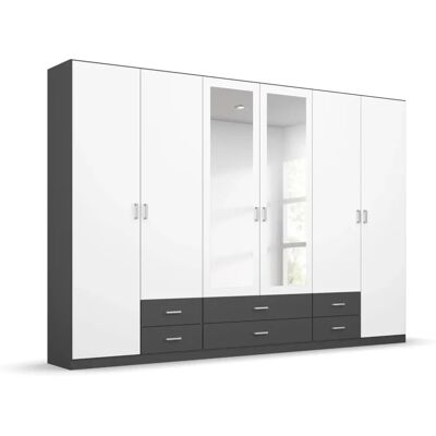 RAUCH Gamma Kleiderschrank mit Spiegel - 6 Türen, Grau Metallic RAUCH Gamma Kleiderschrank mit Spiegel - 6 Türen, Grau Metallic