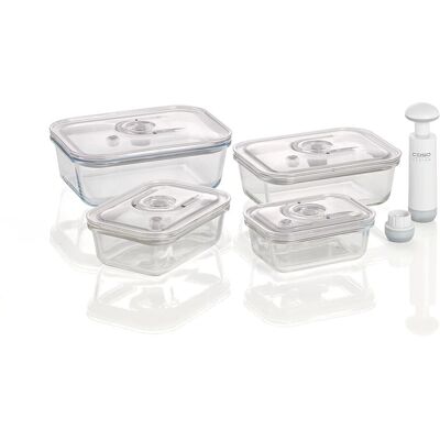 Set Contenitori VacuBoxx CASO - 4 Vetri, Aghiacciato, Qualità Tedesca Set Contenitori VacuBoxx CASO - 4 Vetri, Aghiacciato, Qualità Tedesca