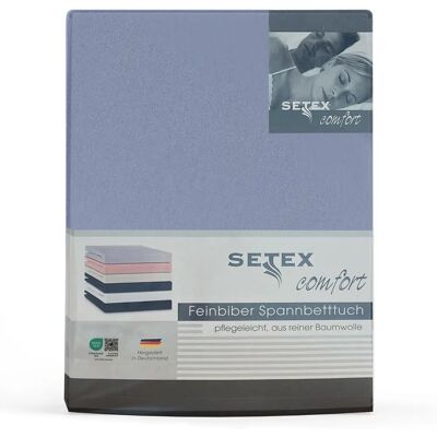 SETEX Feinbiber Spannbettlaken - 200x200 cm, Blau, 23cm tief - Bettwäsche SETEX Feinbiber Spannbettlaken - 200x200 cm, Blau, 23cm tief - Bettwäsche