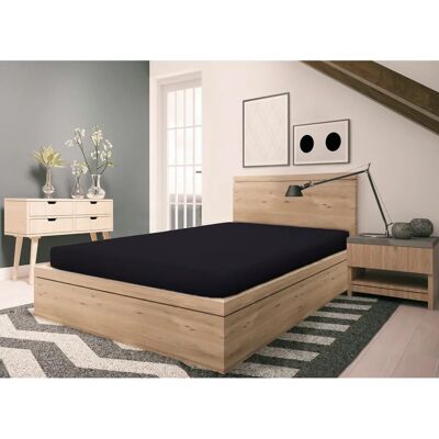 SETEX - Feinbiber Spannbettlaken 90x200 cm - Schwarz - Fitted sheet SETEX - Feinbiber Spannbettlaken 90x200 cm - Schwarz - Fitted sheet