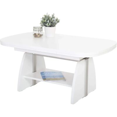 HELA Fabian Weiß Oval Höhenverstellbarer Couchtisch - Couchtisch HELA Fabian Weiß Oval Höhenverstellbarer Couchtisch - Couchtisch