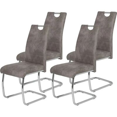 HELA FLORA Vintage Grau Mikrofaser Esstischstühle - 4er Set HELA FLORA Vintage Grau Mikrofaser Esstischstühle - 4er Set