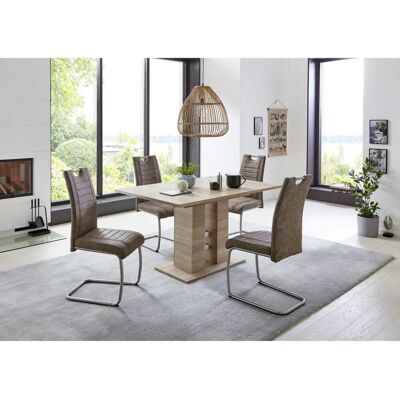 Hela Ulla Ausziehbares Esszimmer-Set - Microfaser, Sonoma Eiche/Anthrazit Hela Ulla Ausziehbares Esszimmer-Set - Microfaser, Sonoma Eiche/Anthrazit