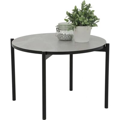 Hela JONAS Salontafel - Marmerlook/Zwart - Rond 60cm Hela JONAS Salontafel - Marmerlook/Zwart - Rond 60cm