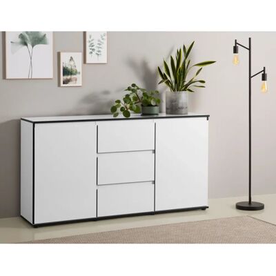 HELA Ariana Sideboard - 3 Schubladen & Fächer - Schwarz-Weiß HELA Ariana Sideboard - 3 Schubladen & Fächer - Schwarz-Weiß