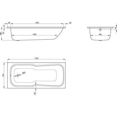 Conjunto de bañera rectangular Bette - Acero titanizado - Zona de ducha Conjunto de bañera rectangular Bette - Acero titanizado - Zona de ducha