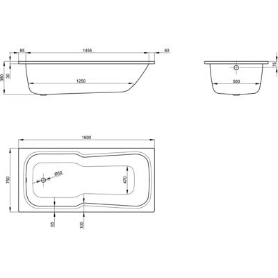 Bette Bañera Rectangular con Zona de Ducha - Bañera Bette Bañera Rectangular con Zona de Ducha - Bañera