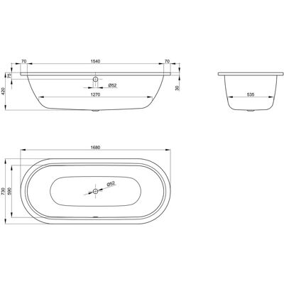 Bette Bañera Ovalada - 122L, Blanca, Oval, Alta Calidad Bette Bañera Ovalada - 122L, Blanca, Oval, Alta Calidad