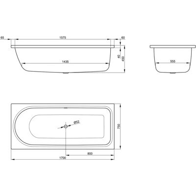 Bette Ocean Weiße Badewanne - Stoßfest, 170x75cm Bette Ocean Weiße Badewanne - Stoßfest, 170x75cm