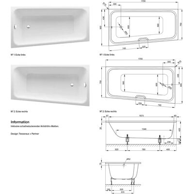 BetteSpace M Eck-Badewanne 170x90cm Weiß - Badewanne BetteSpace M Eck-Badewanne 170x90cm Weiß - Badewanne
