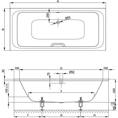 Bette - Select - Bañera rectangular empotrada 1800x800 mm blanca - Bañera Bette - Select - Bañera rectangular empotrada 1800x800 mm blanca - Bañera