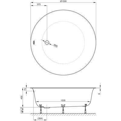 BettePond bañera ovalada 150x150cm - Empotrada blanca BettePond bañera ovalada 150x150cm - Empotrada blanca