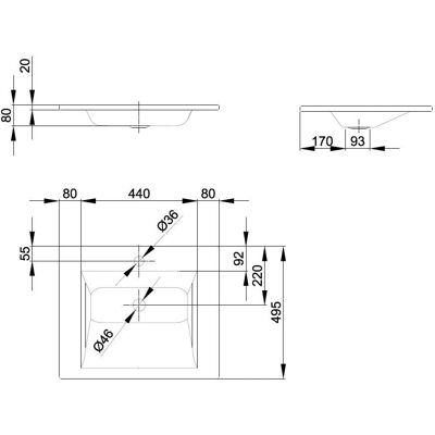 BetteAqua Einbau-Waschtisch - 60x49,5cm - Weiß - Waschbecken BetteAqua Einbau-Waschtisch - 60x49,5cm - Weiß - Waschbecken