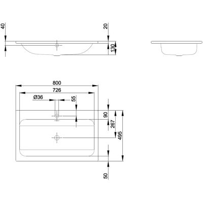 Lavabo incasso BetteOne - 80x49,5cm - Bianco - Senza troppo pieno Lavabo incasso BetteOne - 80x49,5cm - Bianco - Senza troppo pieno