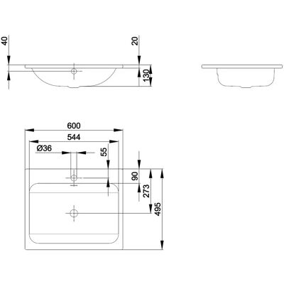 Bette A138-000HLW1 - Lavabo empotrado con orificio para grifo Bette A138-000HLW1 - Lavabo empotrado con orificio para grifo