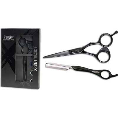 Joewell X-Set Black - Hairdressing scissors and razor set Joewell X-Set Black - Hairdressing scissors and razor set