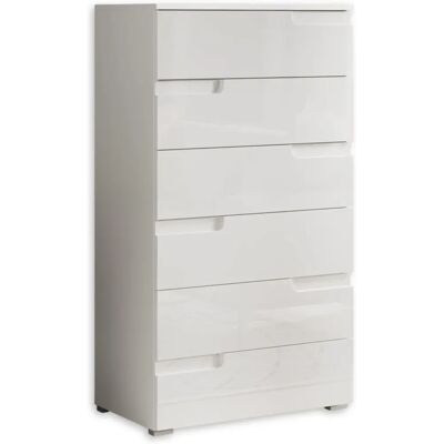 Sconto Weiße Hochglanz 6-Schubladen-Kommode - Kommode Sconto Weiße Hochglanz 6-Schubladen-Kommode - Kommode