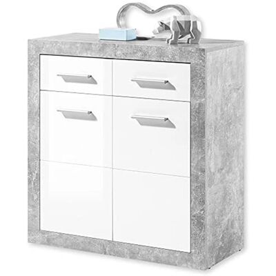 HBZ Stone 2 Commode Blanc Laqué - Buffet - Publicité HBZ Stone 2 Commode Blanc Laqué - Buffet - Publicité