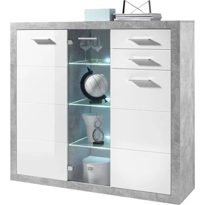 HBZ Stein Highboard - 3-türig, Hochglanz, 137x134x37 cm HBZ Stein Highboard - 3-türig, Hochglanz, 137x134x37 cm