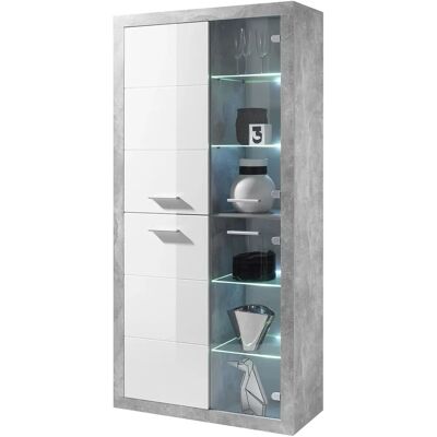 Stone Highboard - grau (beton, weiß) - 92x194x37 cm Stone Highboard - grau (beton, weiß) - 92x194x37 cm