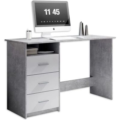 BEGA OFFICE Adria Schreibtisch - Beton/Weiß, 3 Schubladen, 123x50x77 cm BEGA OFFICE Adria Schreibtisch - Beton/Weiß, 3 Schubladen, 123x50x77 cm