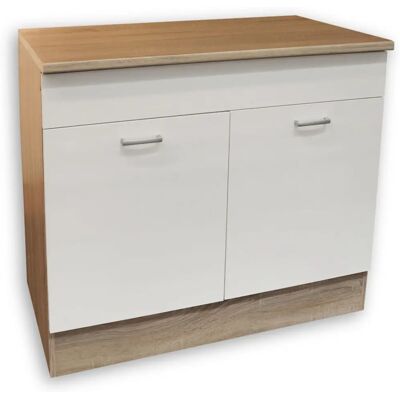 BALCULINA Andy Spülenschrank - 100x60x90cm - Weiß (Eiche so) - Spülenschrank BALCULINA Andy Spülenschrank - 100x60x90cm - Weiß (Eiche so) - Spülenschrank