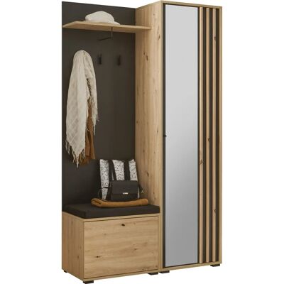 HBZ Volano Kleiderschrank - Schwarz Eiche Artisan, 114x197x40 cm HBZ Volano Kleiderschrank - Schwarz Eiche Artisan, 114x197x40 cm