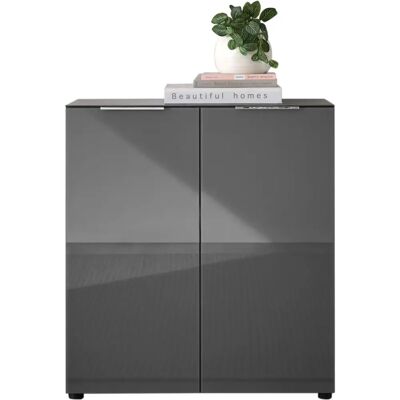 HBZ Santorin Sideboard - 90x99x40 cm, anthrazit, Glasfront HBZ Santorin Sideboard - 90x99x40 cm, anthrazit, Glasfront