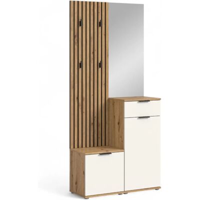 Artisan Eiche Simple Kompaktgarderobe mit Spiegel - Flurgarderobe Artisan Eiche Simple Kompaktgarderobe mit Spiegel - Flurgarderobe