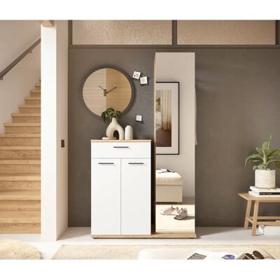 HBZ Kompaktgarderobe-Set - Eiche & Weiß - Kastenmöbel-Sets HBZ Kompaktgarderobe-Set - Eiche & Weiß - Kastenmöbel-Sets